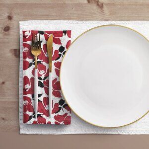 NWT Porter Anna- Red & Black Cotton Napkin 8-set, Poppy